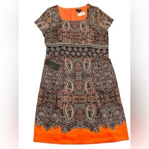 NWT The Limited Sheath Orange Multi Colored Cap Sleeves Dress Sz 12 Gorgeous 🤩